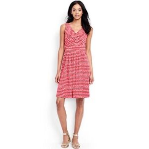 Lands' End Coral Polka Dot Sleeveless Fit & Flare Dress - Women's Size Small 6/8